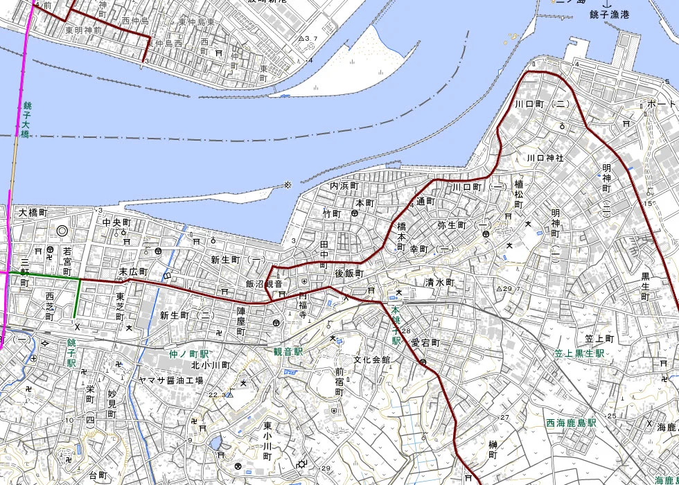 主要幹線道路の路線図